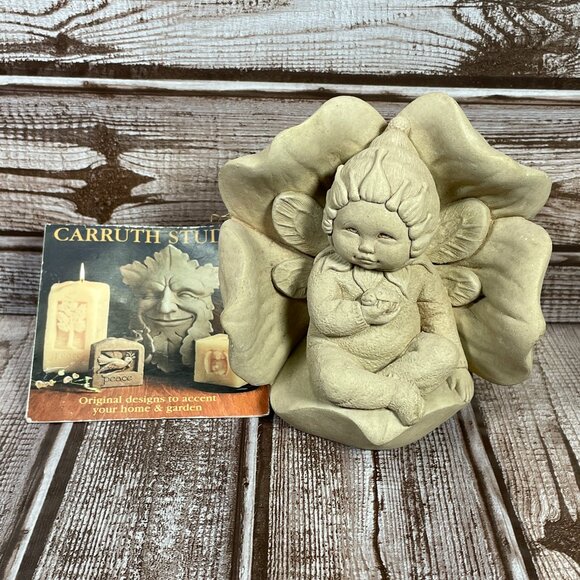 Vtg GEORGE CARRUTH Home Garden Concrete Stone  Sculture Sweet Pea Pixie #322 NWT - Picture 1 of 9